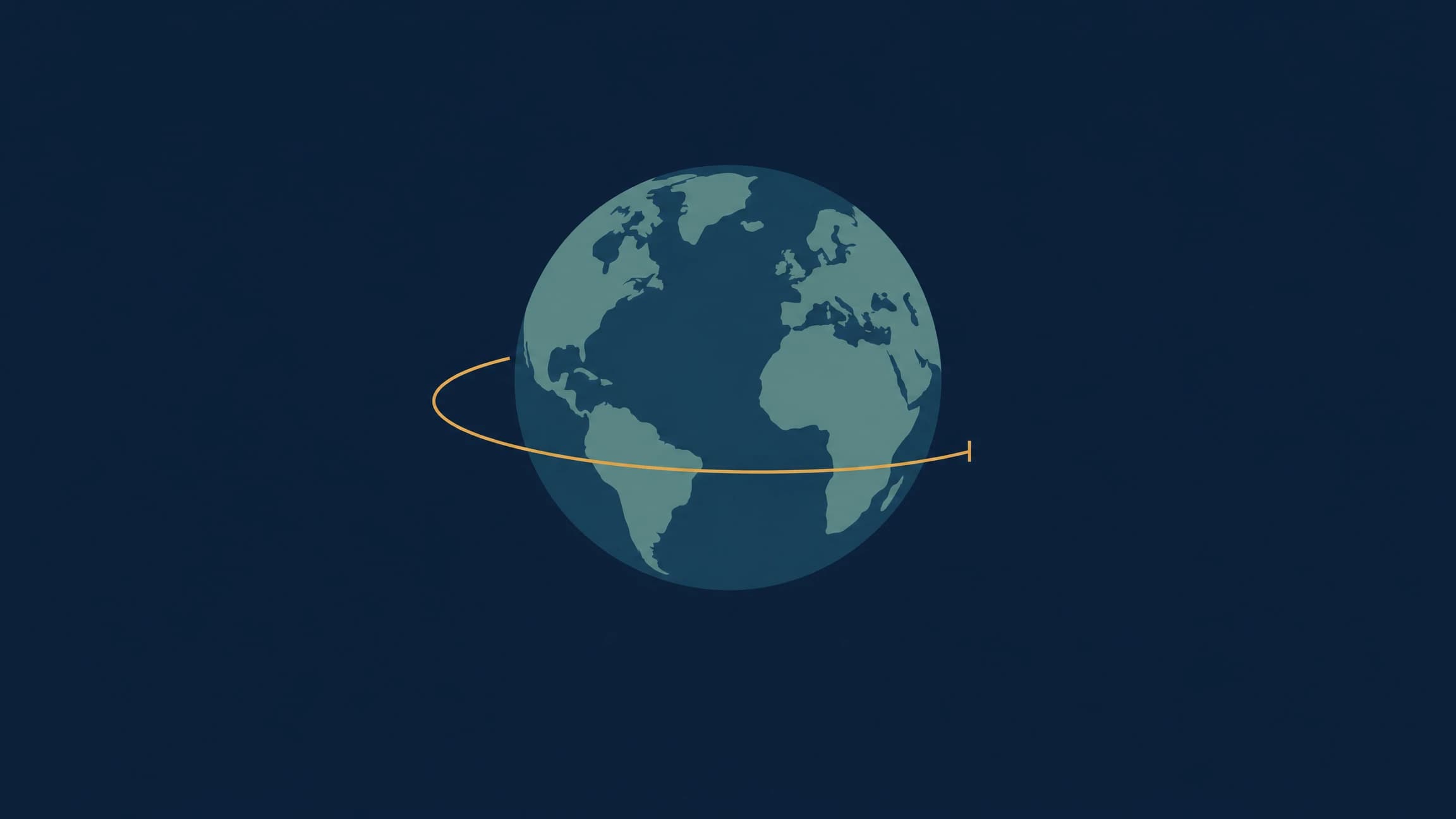 Minimalist editorial illustration of Earth with its rotation arc abruptly stopping